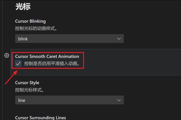 VScode鼠标怎么开启平滑插入动画?VScode鼠标开启平滑插入动画教程截图